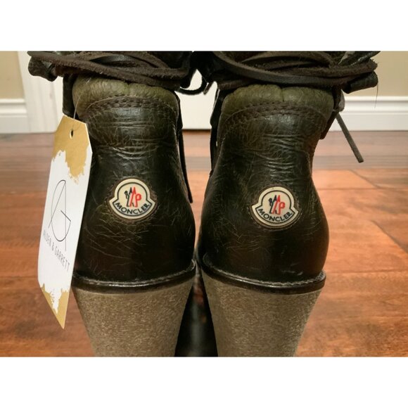 Moncler Brown Soft Quilted Leather Wedge Boot W/ Shearling Lining, Size 39 | 9 - Picture 7 of 9